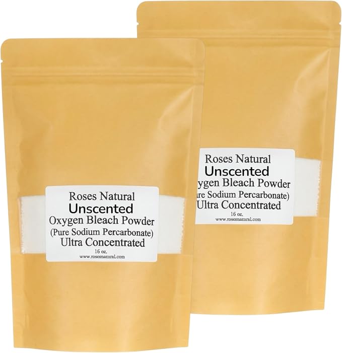 Pure Oxygen Bleach Powder, 32 oz. Ultra Concentrated Bleach Alternative by RosesNatural