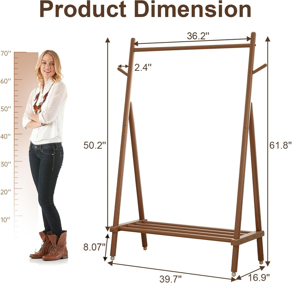 Muwuele Solid Wood Clothing Rack, Rolling Clothes Rack for Hanging Clothes, G...