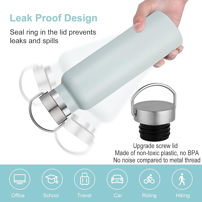 Neihepal 20 oz Insulated Water Bottles Bulk 2 Pack, Stainless Steel Double Wall - Image 4