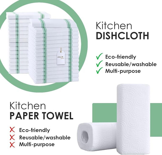 Dish Towels Set Size 15x25 Inch, 100% Cotton Soft & Absorbent Linen Kitchen - Image 2