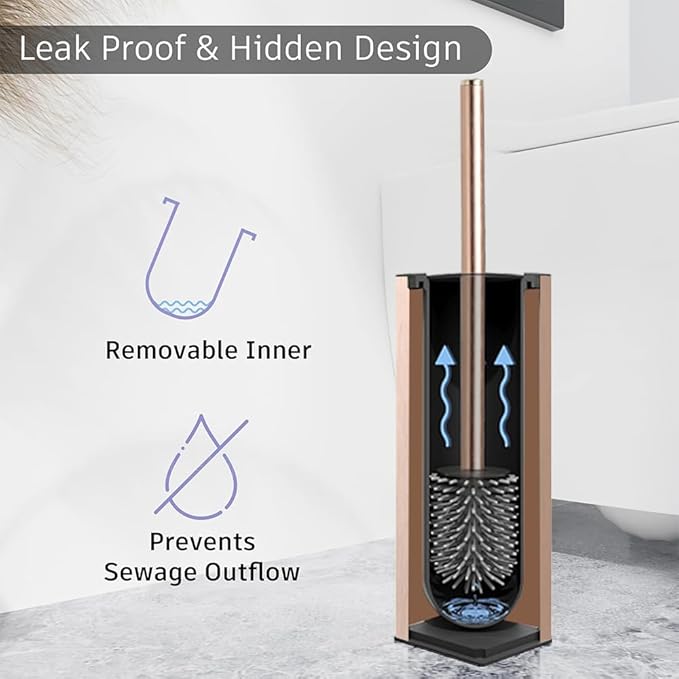 BGL Standing Toilet Brush and Holder Rose Gold Aluminium Toilet Bowl Cleaner - Image 2