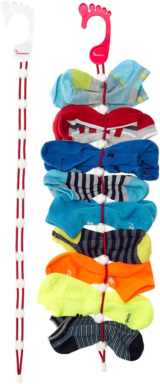 Sock Laundry Solution for Washing Drying & Storing Socks in Pairs, Clip & Hold by SockDockLLC