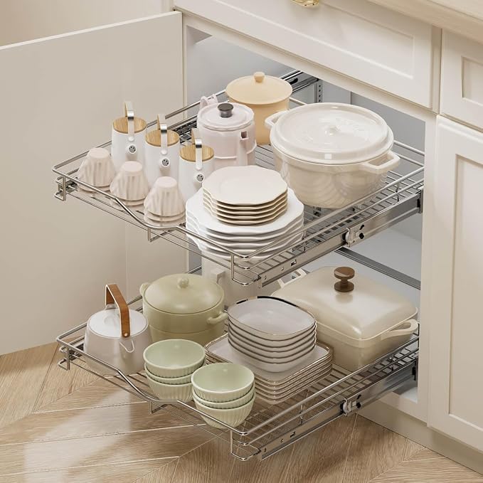 OCG 2 Tier Pull Out Cabinet Organizer, Pull Out Drawers - Image 3