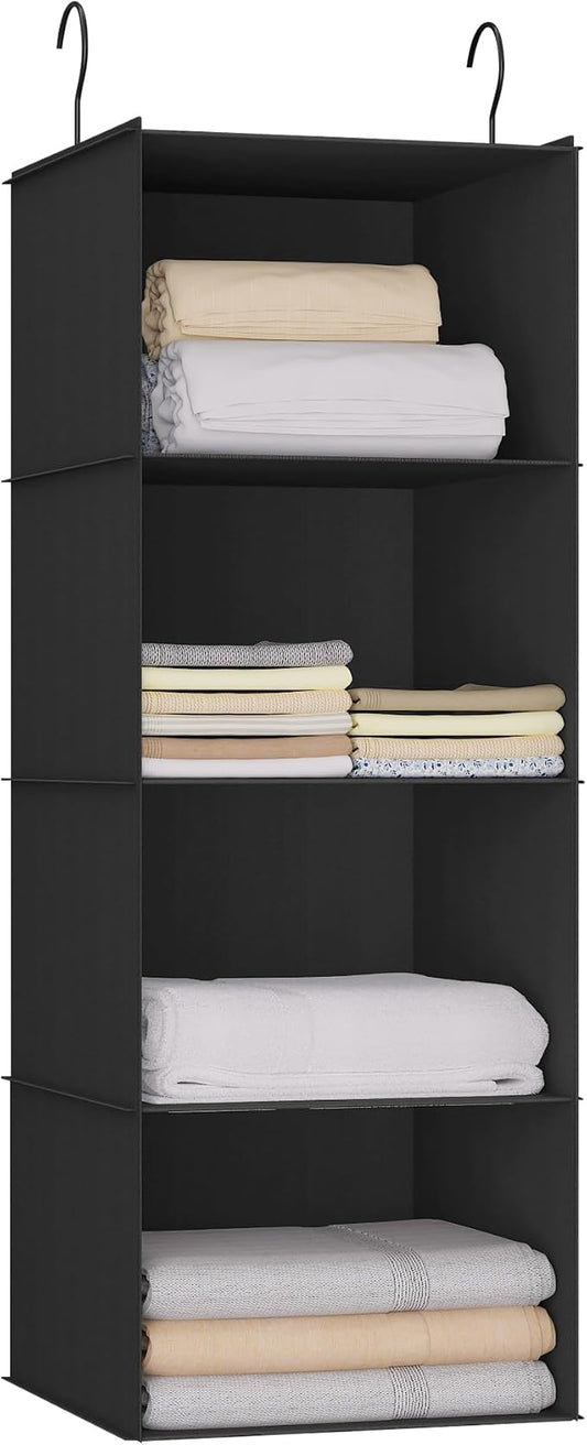 Hanging Closet Organizer, Easy Mount Foldable 4-Shelf Hanging Closet Wardrobe by DonYeco