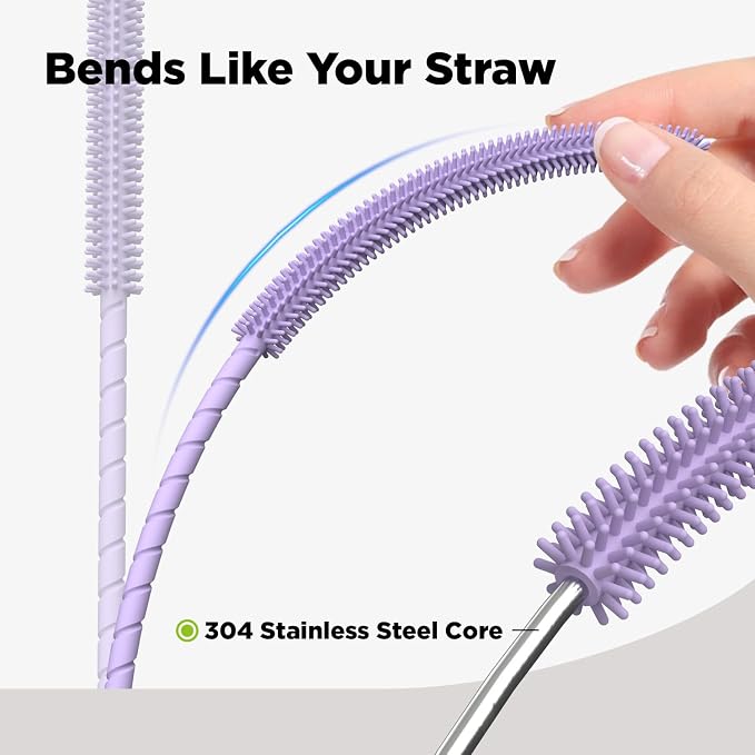 2 Pcs Silicone Straw Cleaner Brush, Extra Long Cleaning Brushes - Image 5