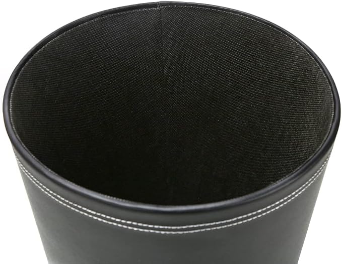 KINGFOM Classic Pu Leather Trash Can Wastebasket, Small Garbage Container Can - Image 7