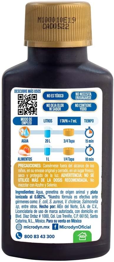 microdyn Desinfecante para agua y alimentos Plata 90ml | Iodine-free, no-rinse formula