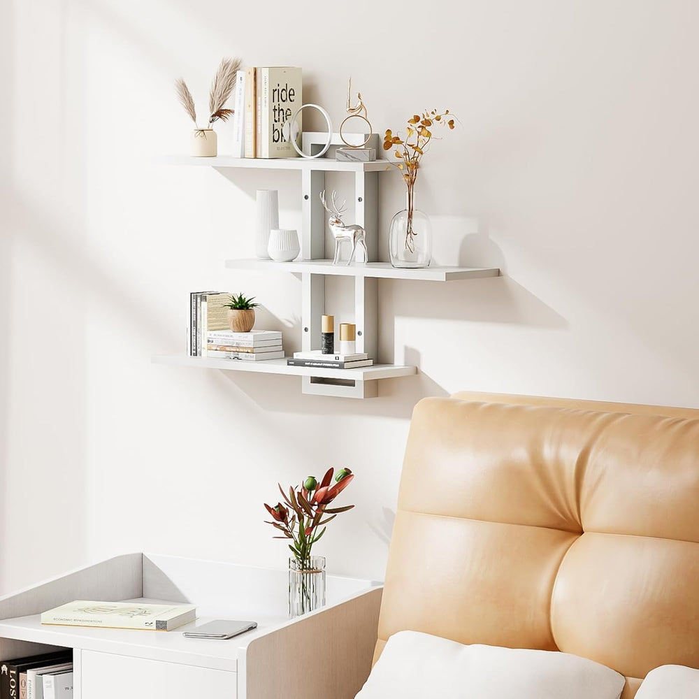 Homode Floating Shelves, Set of 3 Wooden Hanging Shelves, White
