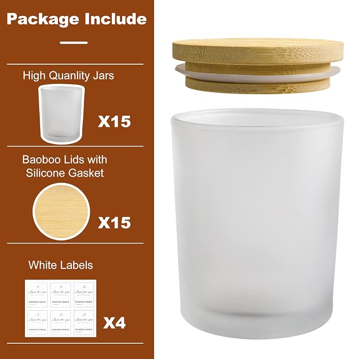 CONNOO 15 Pack 7 OZ Frosted Empty Candle Jars - Image 3