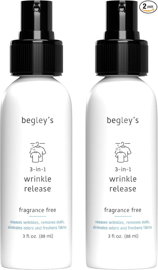 Begley's 3-in-1 Wrinkle Remover, Quick Fix Wrinkle Release, Static Cling Remover by Begleys
