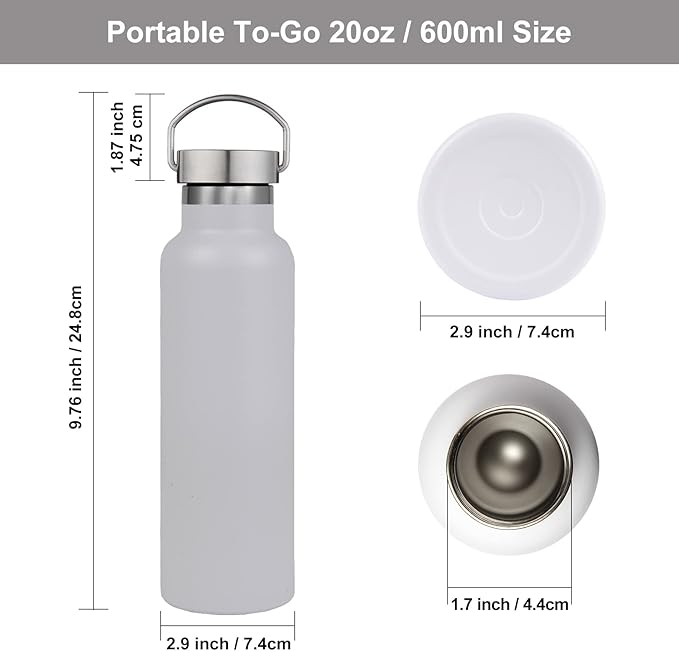 Neihepal 20 oz Insulated Water Bottles Bulk 4 Pack, Stainless Steel Double Wall - Image 5
