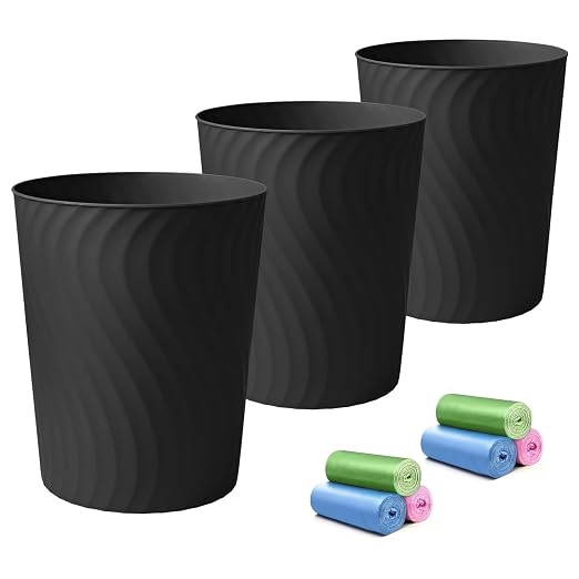 YGJT Small Trash Can, 3 Pack 1.8 Gallons Bathroom Trash Can, Slim Waste Basket by YGJT