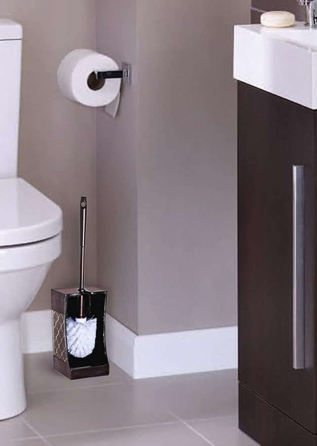 Dahlia Brown Toilet Brush with Holder Set - Image 2
