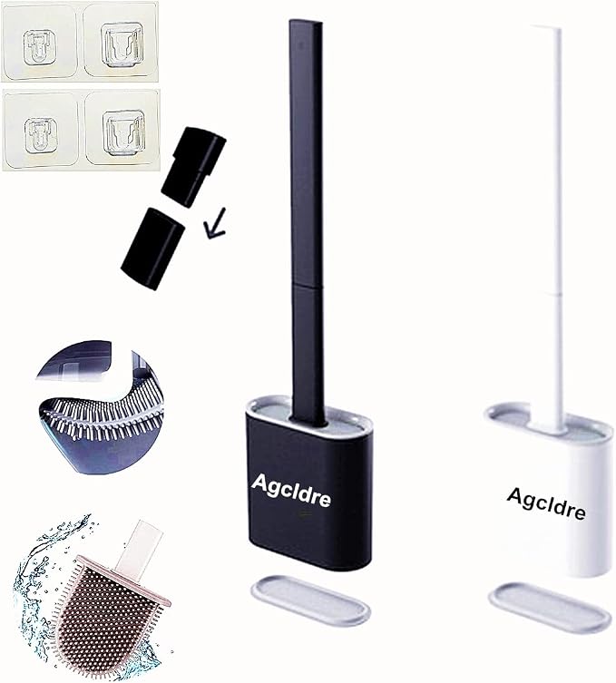 Toilet Brush with Holder Silicone Toilet Brush and Cleaning Brush by Agcldre