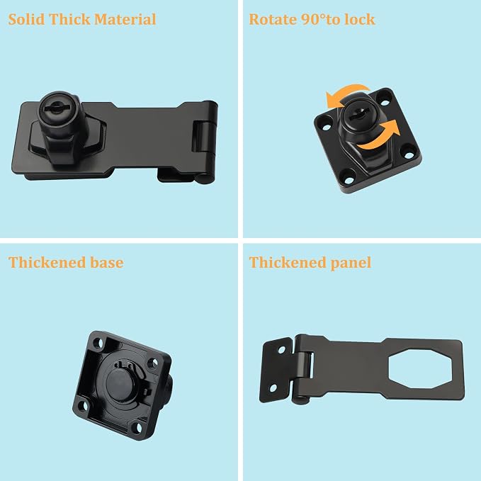 Alise Keyed Hasp Lock, 2.5 Inch Safety Packlock Clasp Hasp Lock Latch - Image 4