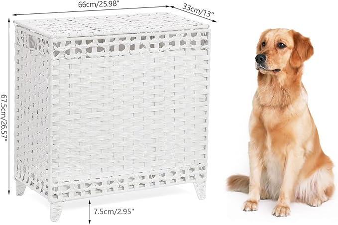 Laundry Hamper with 3 Removable Liner Bags; 132L Handwoven Rattan Laundry - Image 7