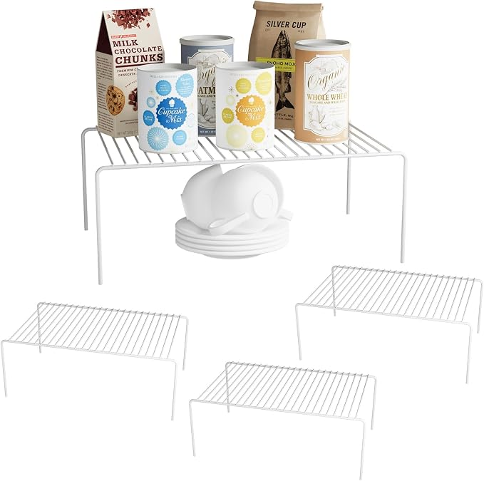 MediumWhite Cabinet Storage Shelf Rack Set of 4, Rustproof Metal Wire Kitchen by DPZM