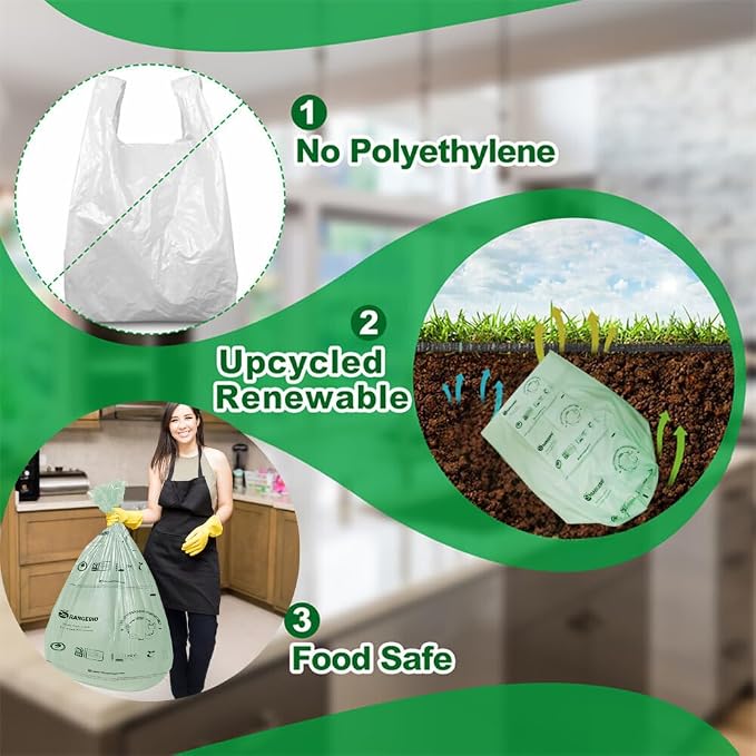 100% Certified Home Compostable Trash Bags, 55 Gallon, 1.5 Mils Extra Thick 38 - Image 3
