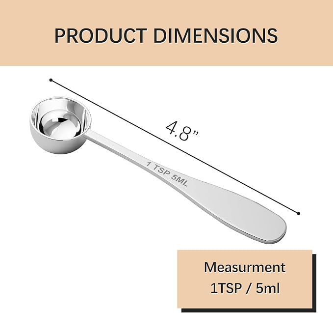 2PCS 1tsp Single Measuring Spoon, Stainless Steel Individual Teaspoon, Metal - Image 2