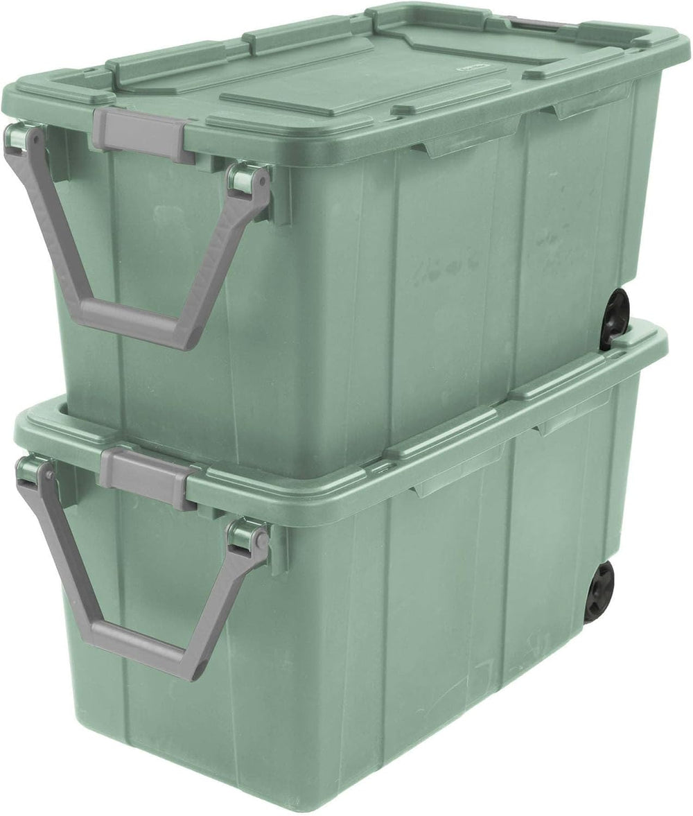 Extra Large Storage Bin, 40 Gallon Wheeled Plastic Storage Container with Han...