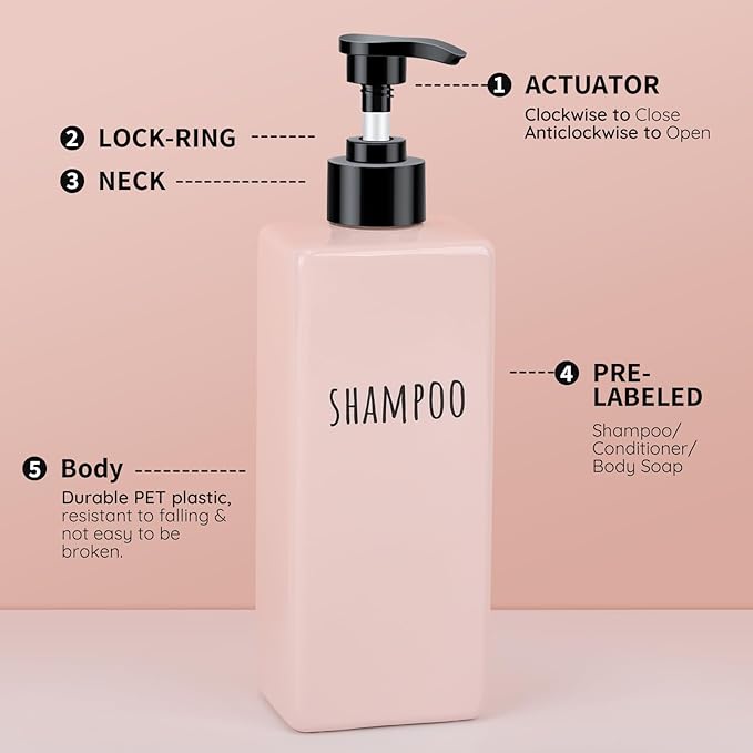 Segbeauty Refillable Shampoo and Conditioner Bottles, 500ml Empty Shower - Image 3