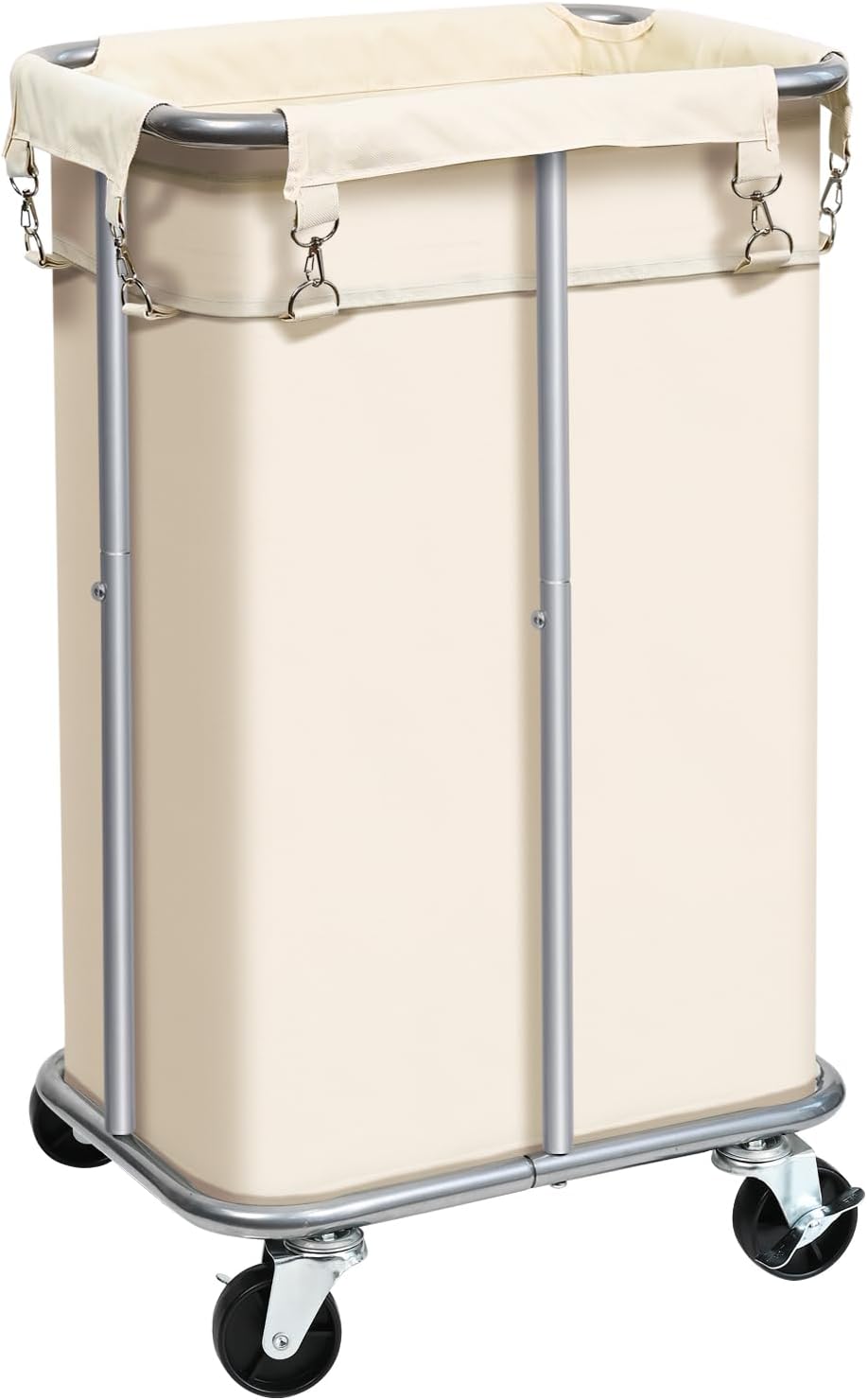 100L Rolling Laundry Hamper Basket with Wheels for Bedroom, Beige