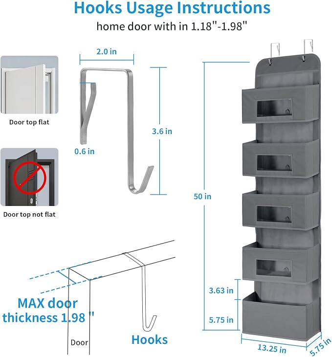5-Shelf Over The Door Hanging Organizer - Image 2