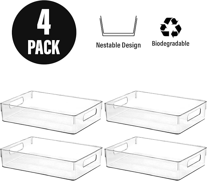 Clear Plastic Storage Bins, Pantry Organizers and Storage, Kitchen Organization - Image 4