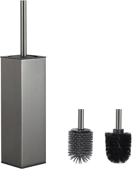 BVL Toilet Brush and Holder Set Gun Gray Freestanding Toilet Bowl Brush by BVLBath