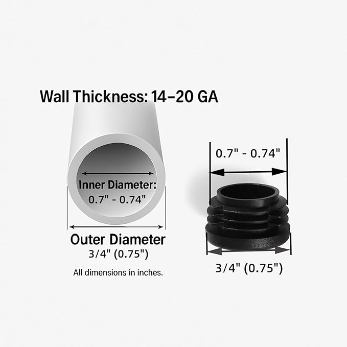 Plastic Plugs Tubing End Caps Chair End Caps Furnigear 3/4" Outside Bottom - Image 5