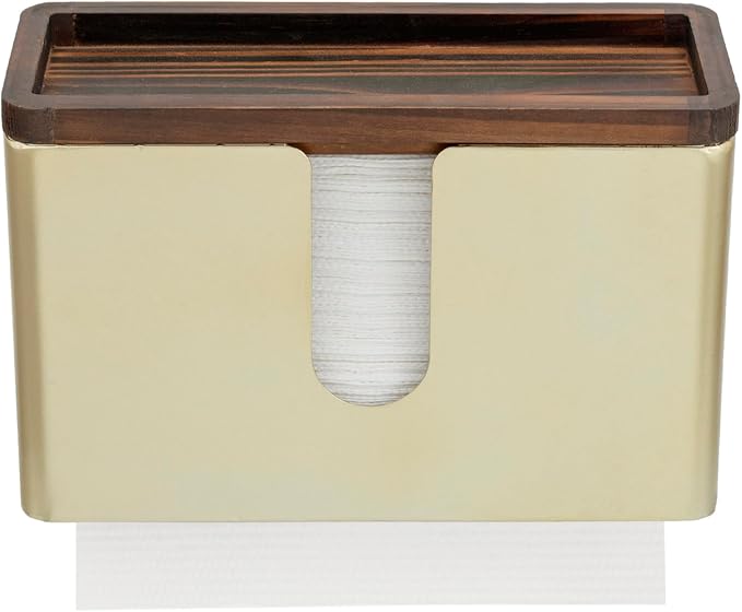 MyGift Deluxe Modern Brass Tone Metal Folded Commercial Paper Towel Holder - Image 6
