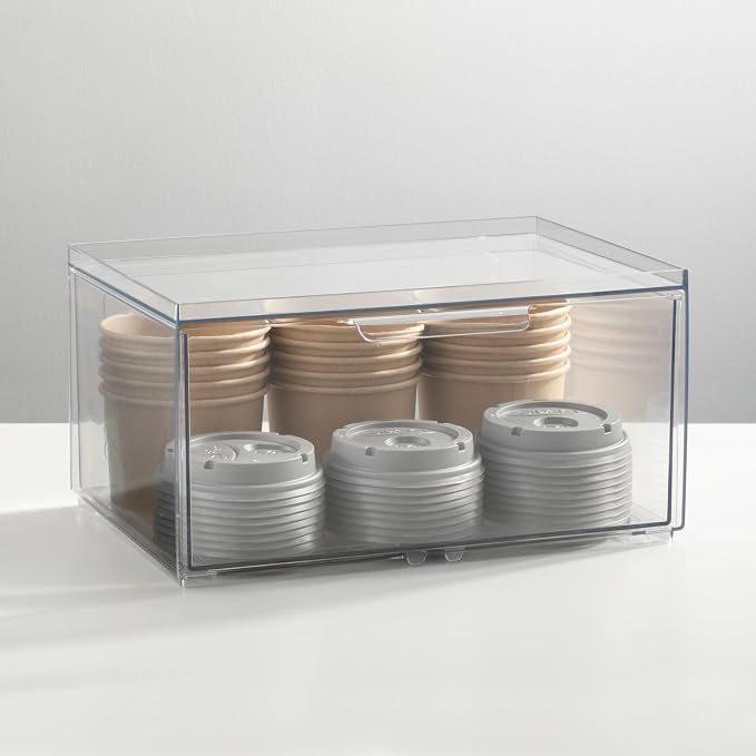 mDesign Plastic Wide Stackable Kitchen Storage Organizer Bin Containers - Image 2