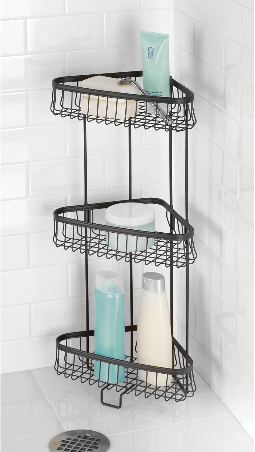 mDesign Metal Bathroom Shelf Unit - Freestanding Vertical Storage for Organiz...