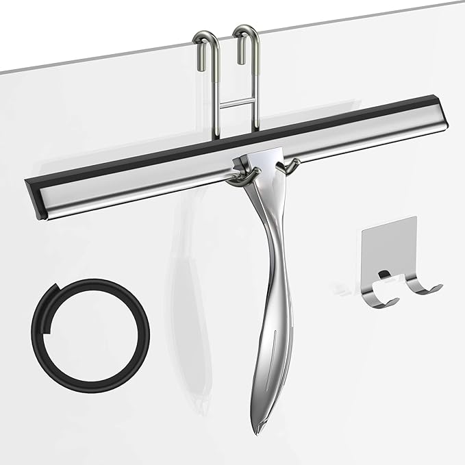 14-Inches Stainless Steel Shower Squeegee Set, Include Shower Door Hook by SSTOOHL