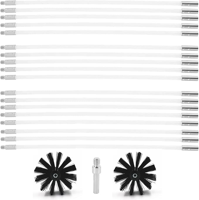 25 Feet Stove Pipe Clean Brush Extension Rods Flexible Fireplace Chimney Brush by Copgge