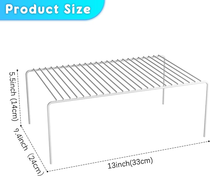 MediumWhite Cabinet Storage Shelf Rack Set of 2, Rustproof Metal Wire Kitchen - Image 3