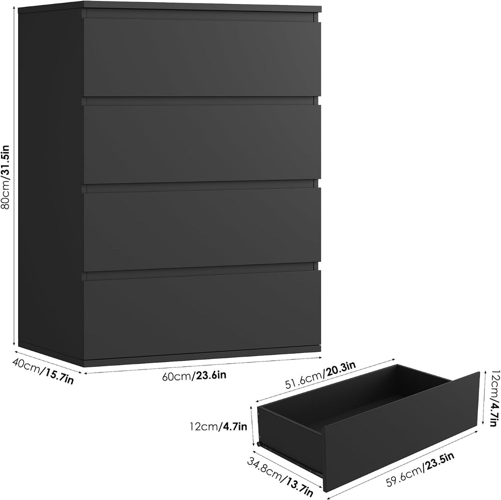 FOTOSOK Black Dresser, Dresser for Bedroom, Small Dresser Chest of Drawers