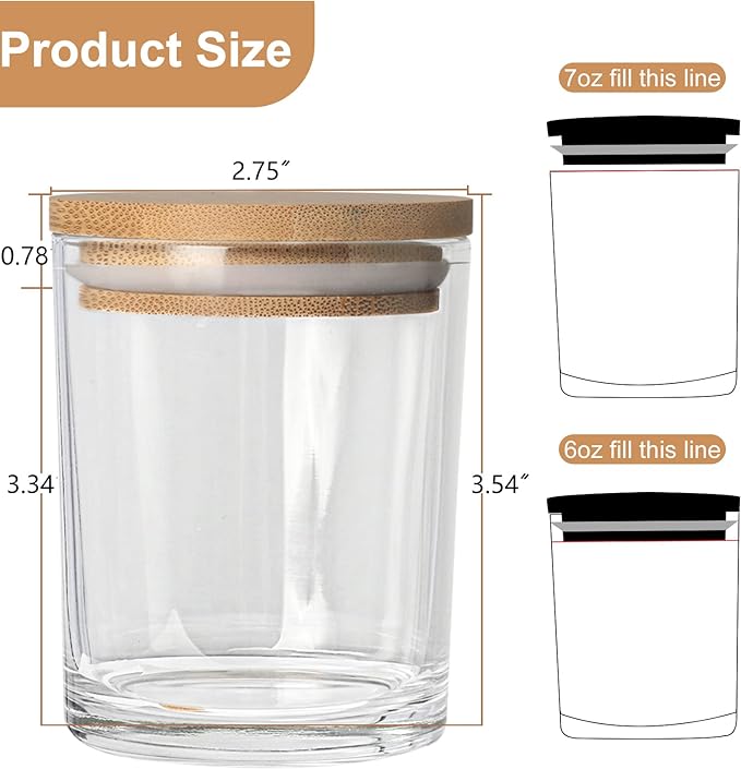 CONNOO 15 Pack 7 OZ Clear Candle Jars - Image 2