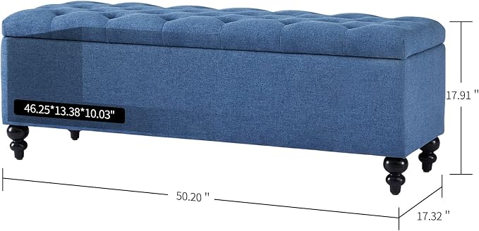 Storage Ottoman 50.2 Inches Upholstered Fabric Storage Ottoman Bench，Button - Image 2