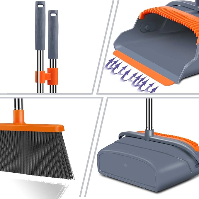 kelamayi Upgrade Broom and Dustpan Set, Self-Cleaning - Image 3