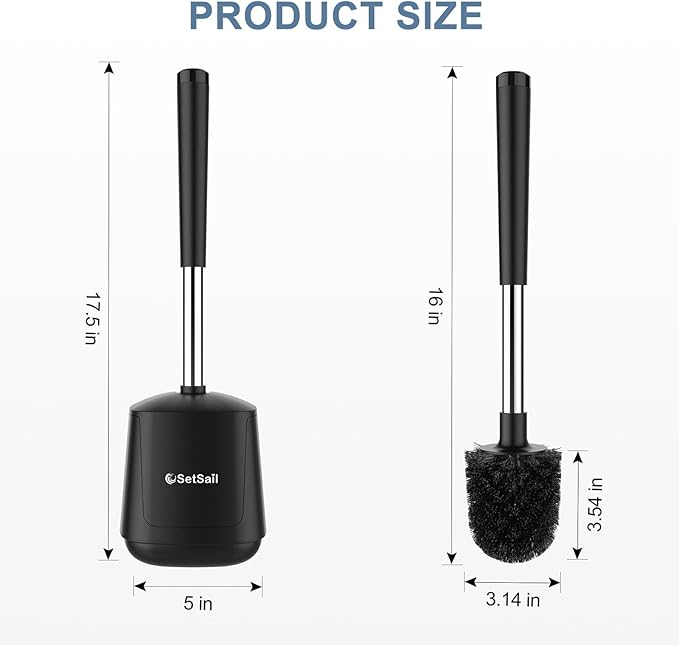 SetSail Toilet Brush and Holder, Self Closing Lid Toilet Bowl Brushes Holder - Image 2