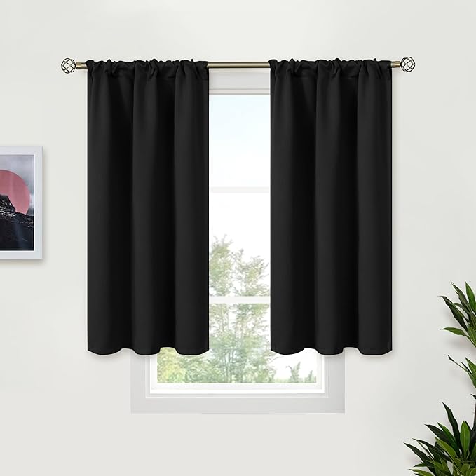 BGment Black Blackout Curtains 40 Inch Long by BGment