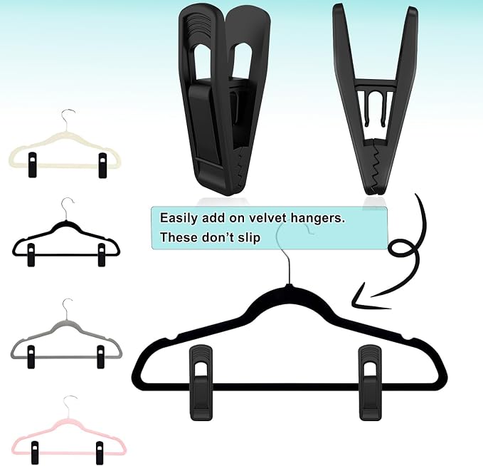 Hanger Clips Perfect for Velvet Hangers, Non-Slip Plastic Clips Pant Skirt - Image 3