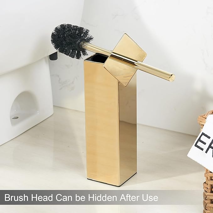 Gold Square Stainless Steel Toilet Brush - Image 3