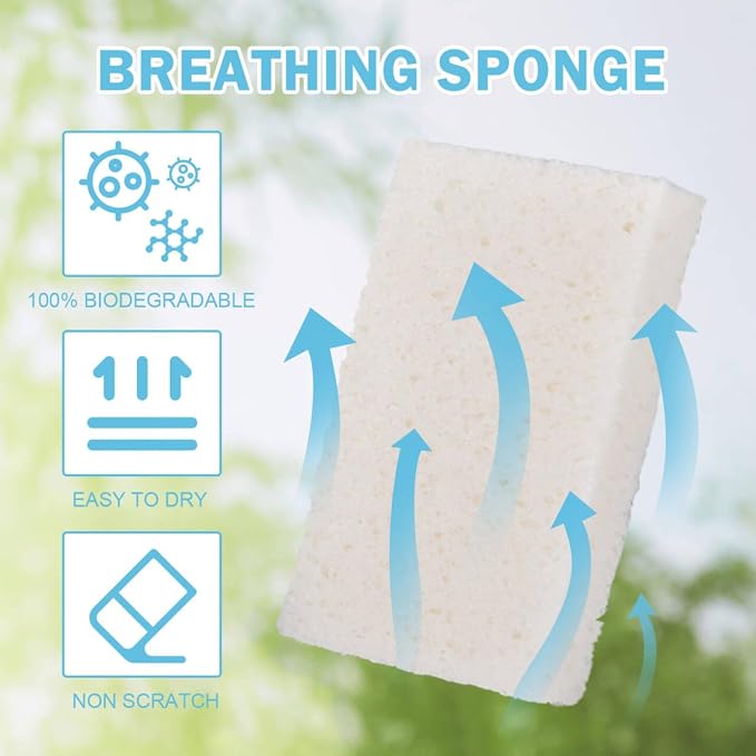 YoleShy White Sponges Kitchen 10 Pack Natural Compressed Cellulose Sponges - Image 4