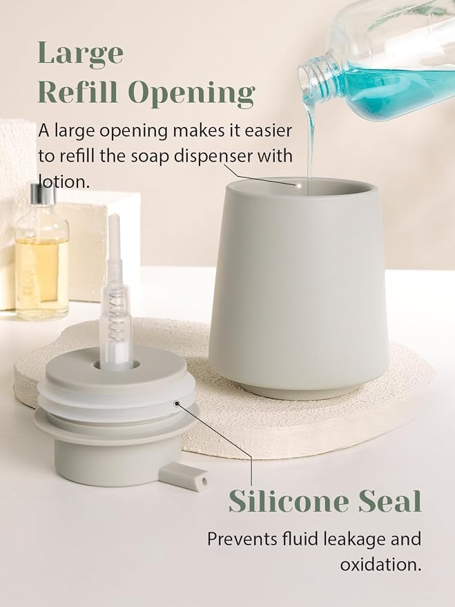 INGOFIN Ceramic Soap Dispenser -14 oz Bathroom Hand Soap Dispenser Liquid - Image 3
