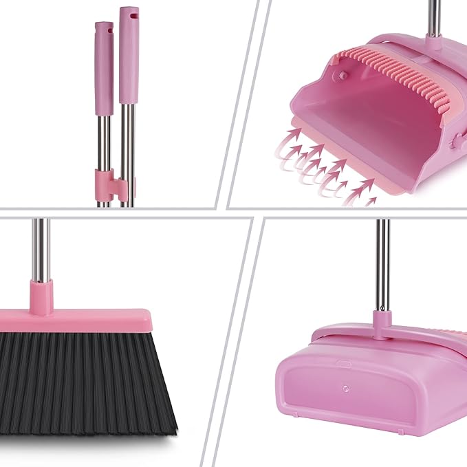 kelamayi Broom and Dustpan Set for Home, Indoor&Outdoor Sweeping, Stand Up - Image 3