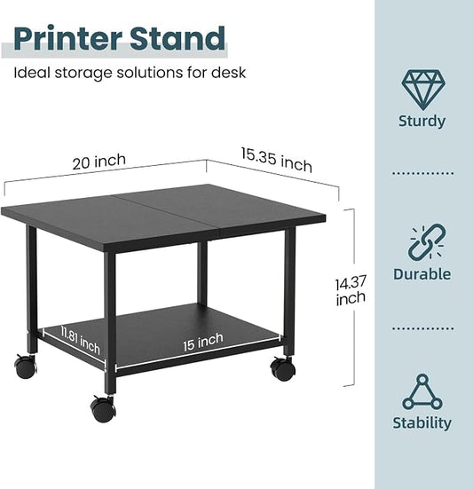 Printer Stand with Storage Under Desk Shelf, Desktop Printer Stand Organizer - Image 2