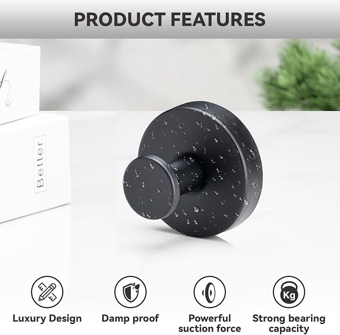 4 PCS Suction Cup Hooks for Shower, Stainless Steel No Drill Towel Hooks - Image 6