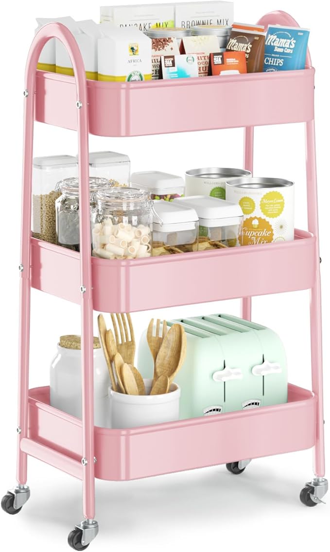 EAGMAK 3 Tier Utility Rolling Cart, Metal Storage Cart by Eagmak